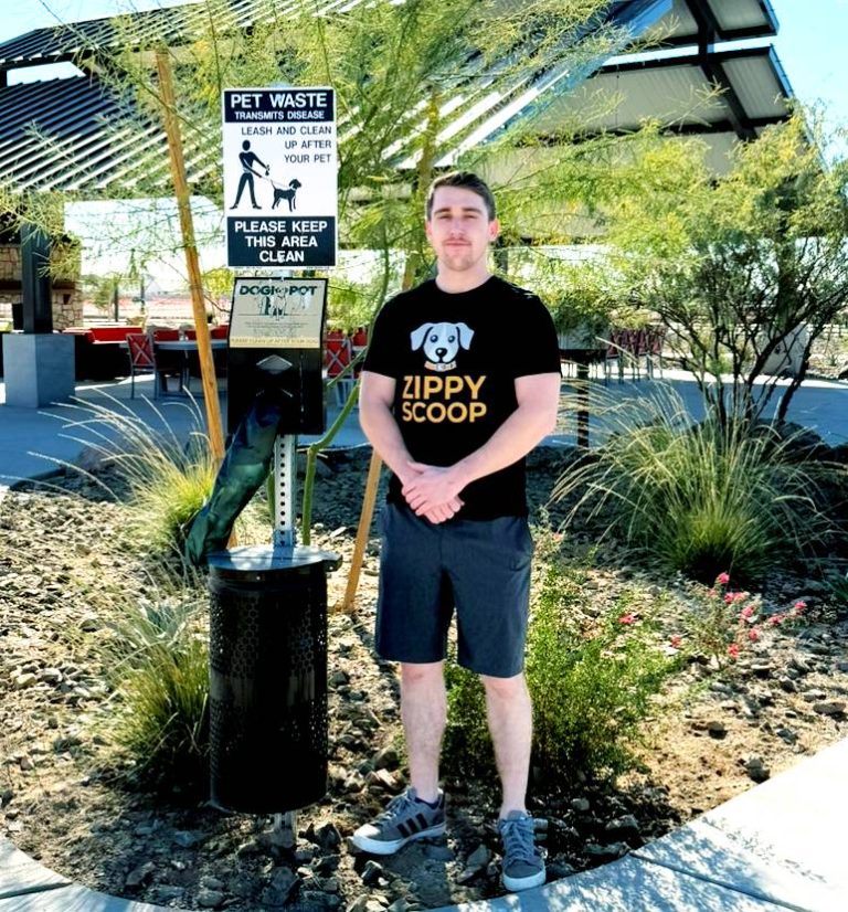 Zippy Scoop professional waste removal station with double-bagged waste